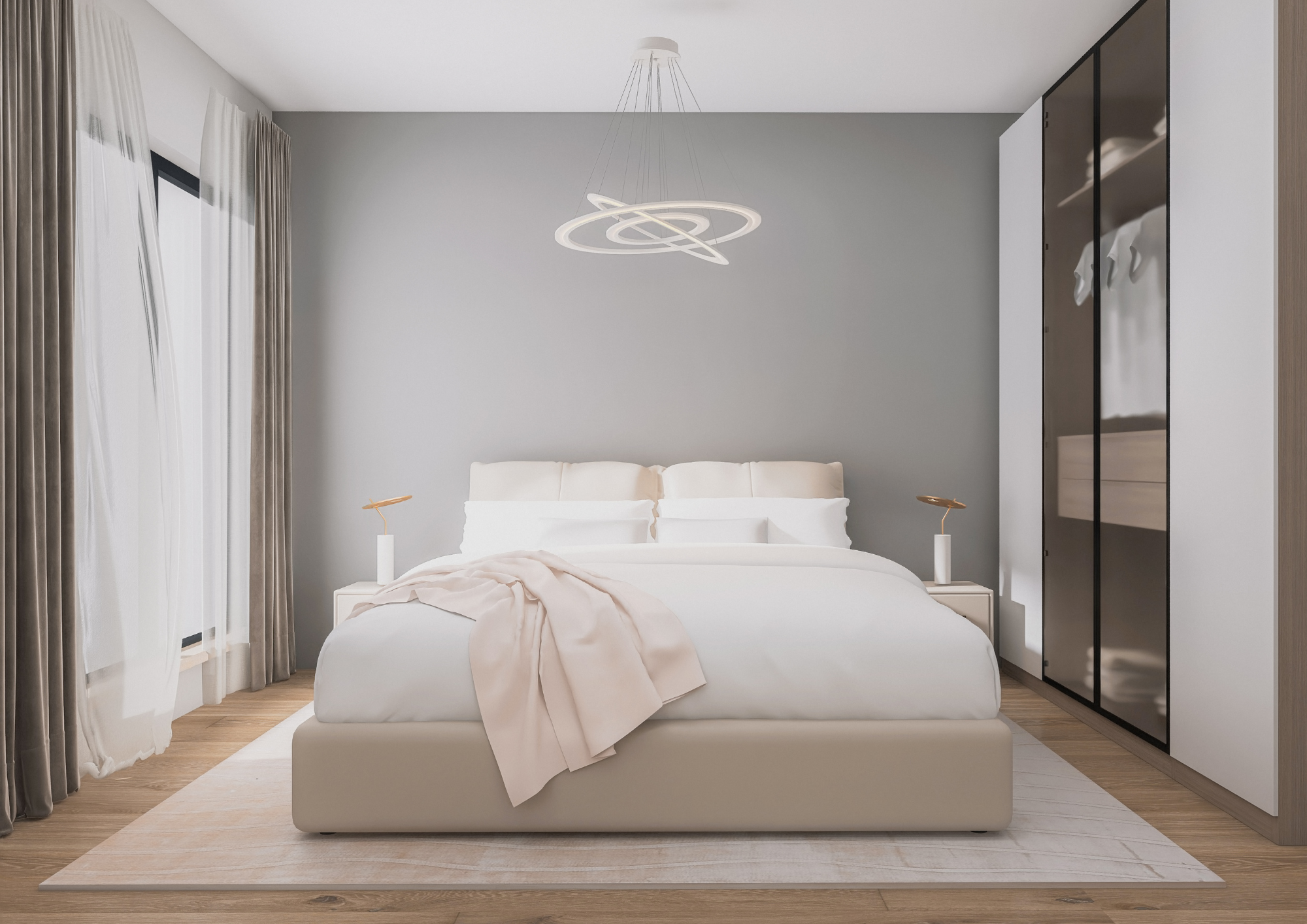helles Schlafzimmer mit natürlichen Farben