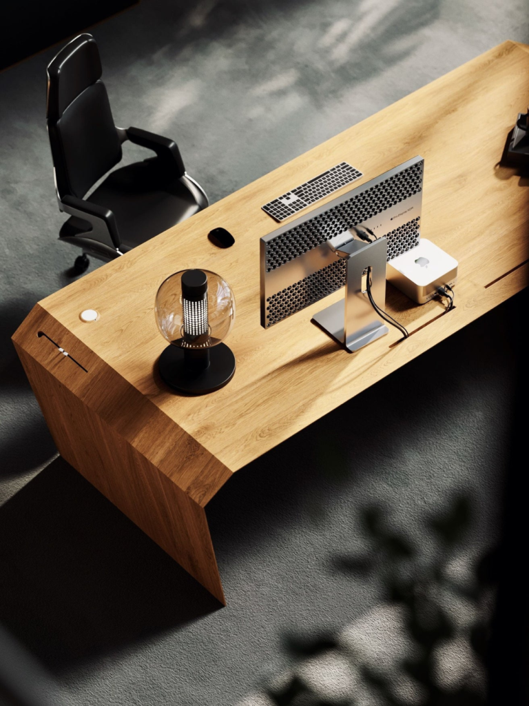 Hochwertiger Designerschreibtisch aus Holz